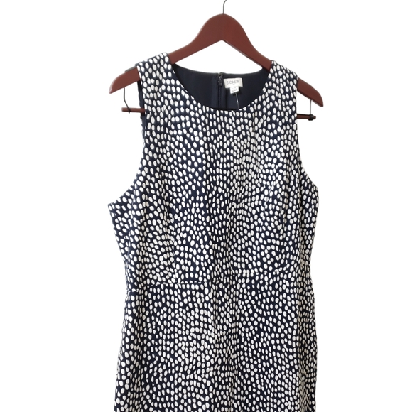 J Crew Cotton Polka Dot Sheath Dress Size 14 Knee Length Midi Sleeveless - Picture 2 of 12